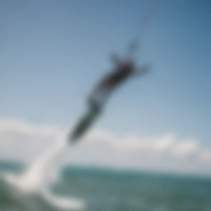 Kiteboarder showcasing advanced aerial trick