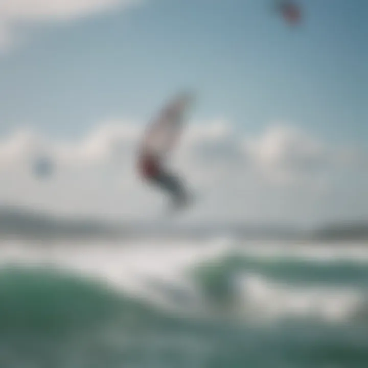 Group of kiteboarders enjoying optimal wind conditions