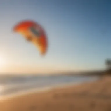 A scenic beach setting showcasing a variety of Cabrinha kites for sale