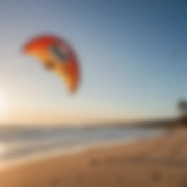 A scenic beach setting showcasing a variety of Cabrinha kites for sale