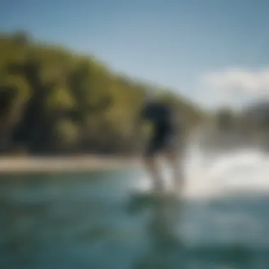 The Cabrinha Spectrum Kiteboard in action on the water, demonstrating its performance capabilities.