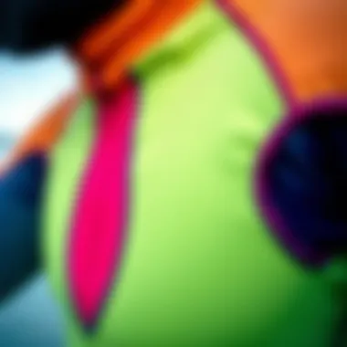 Close-up of advanced materials used in colourful wetsuits