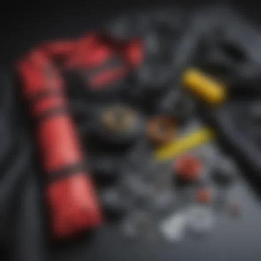 Detailed view of a dry suit repair kit components