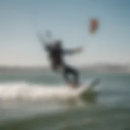 A vibrant kitesurfing scene capturing the thrill of the sport at Long Beach