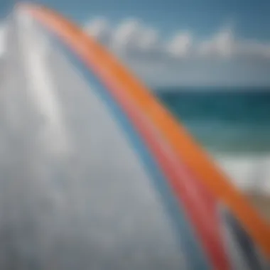 A close-up look at the construction materials used in inflatable windsurf foil boards, emphasizing durability and flexibility.