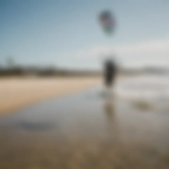 A serene beach scene with ideal kiteboarding conditions