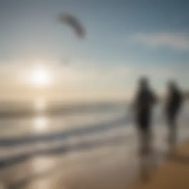 Kiteboarding enthusiasts discussing their custom gear