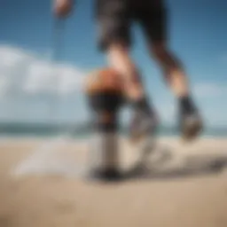 Bravo air pump in action during kiteboarding setup