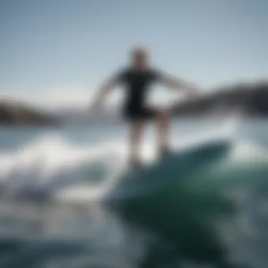 User enjoying an electric hydrofoil surfboarding experience