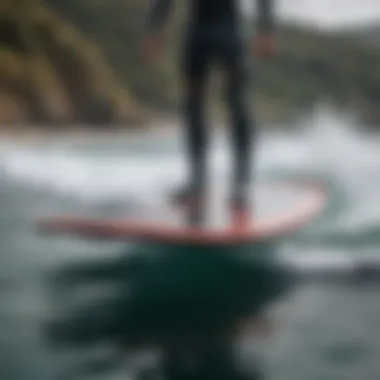 Close-up of the technology behind an electric hydrofoil surfboard