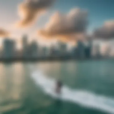 Stunning Miami skyline viewed from the kiteboarding spot