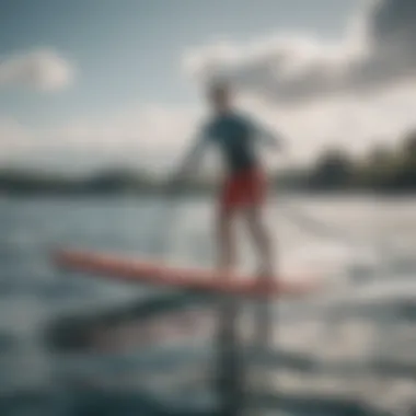 A foiling SUP board gliding effortlessly over water, demonstrating performance