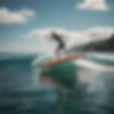 Hydrofoil surfboard gliding over the water