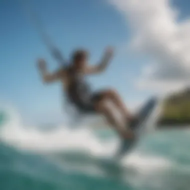 Dynamic Kiteboarding in Kailua Vibrant kiteboarding action in Kailua