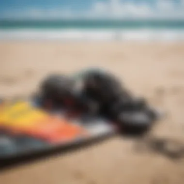 Essential Kiteboarding Gear Kiteboarding equipment laid out on the beach