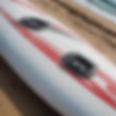 Close-up of a high-performance kite surf board on the beach