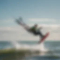 Stunning kite surfing action against the backdrop of Cape Cod's coastline