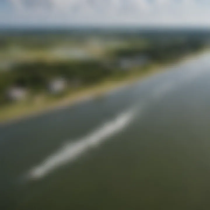 Scenic view of a popular kiteboarding spot in Houston