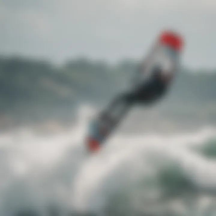 A kiteboarder soaring over the waves