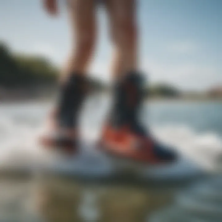 Kitesurfing booties being tested in water conditions