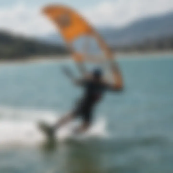 Dynamic kiteboarding scene with a kitewing