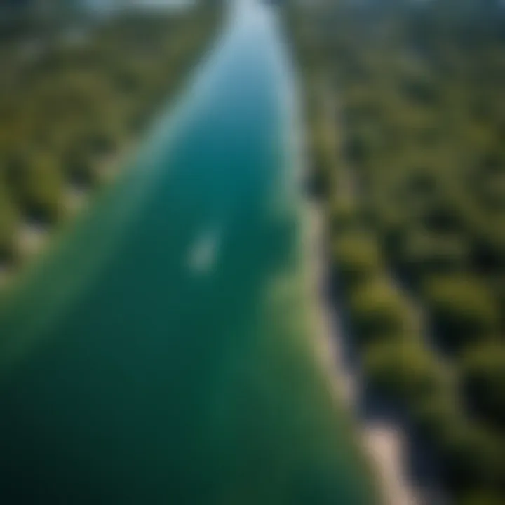 Aerial view of Lake St. Clair showcasing vibrant water colors