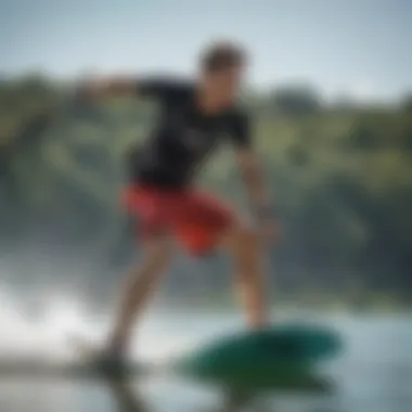 Kiteboarding enthusiast demonstrating optimal fit and style in neoprene board shorts.