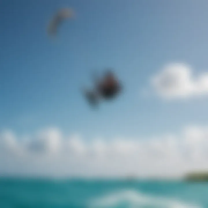 Kiteboarder soaring through the sky above Providenciales