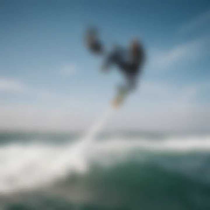 Kiteboarder demonstrating advanced techniques on water