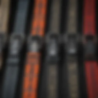 Close-up of various slingshot strap types showcasing their features.