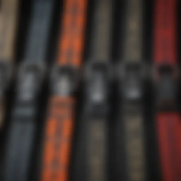 Close-up of various slingshot strap types showcasing their features.