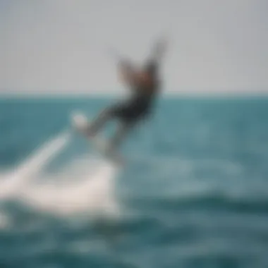 A dynamic view of kiteboarders using slingshot straps in action.