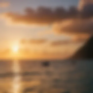 Vibrant sunset over St. Lucia Bay with colorful kites in the air