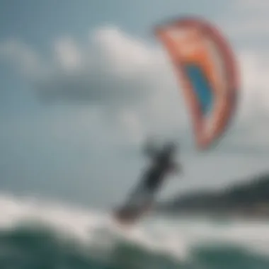 An experienced kiteboarder performing tricks with a large kite