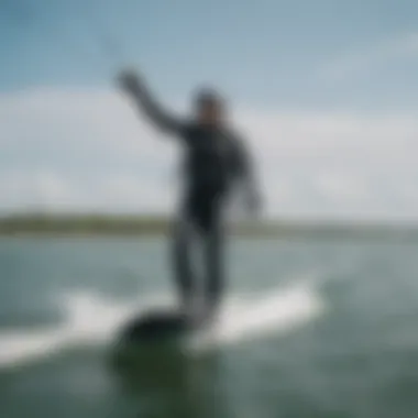 Kiteboarder using the Mystic Stealth Harness in action on the water