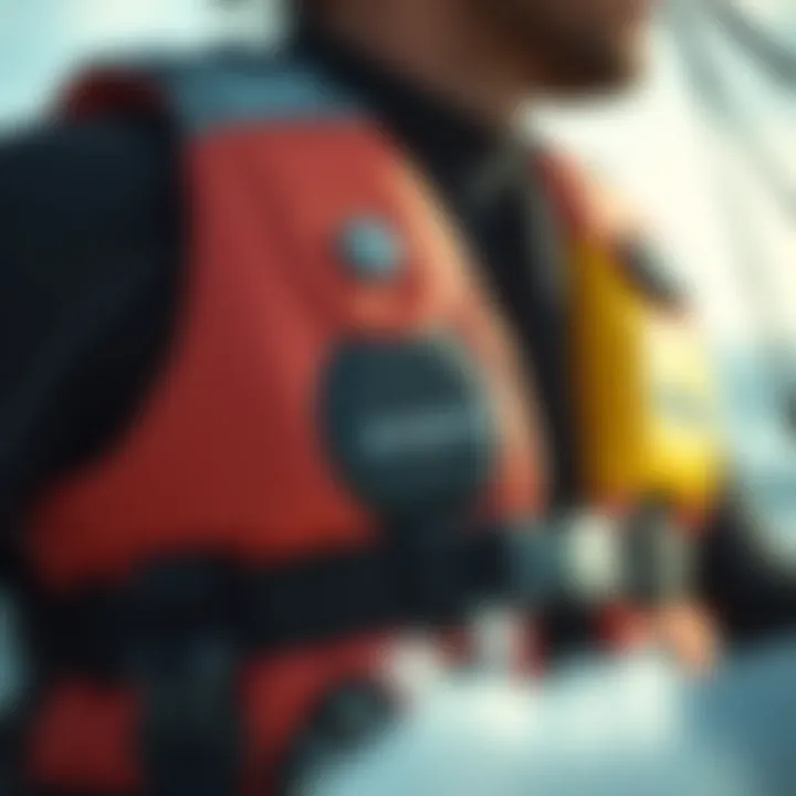 Close-up of the innovative features of the mystic life vest.