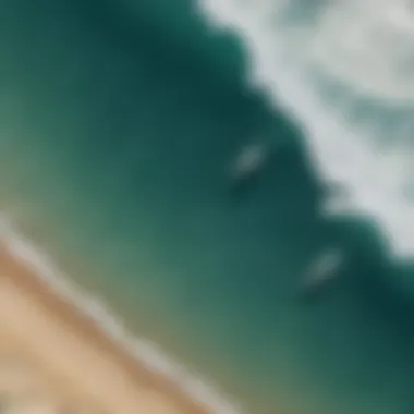 An aerial view of a vibrant beach known for its surfing culture