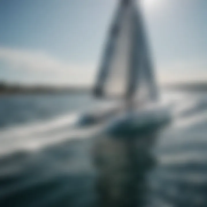 Dynamic illustration of hydrofoil sail board in action on water