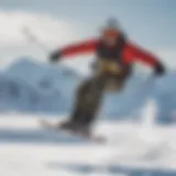 A kiteboarder gracefully gliding over snow-covered terrain