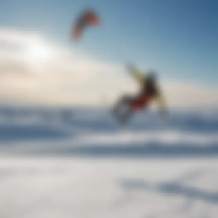 An advanced technique demonstration during a snow kiteboarding session