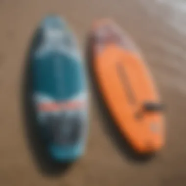 Side-by-side comparison of the Fone foil board and a traditional kiteboard.