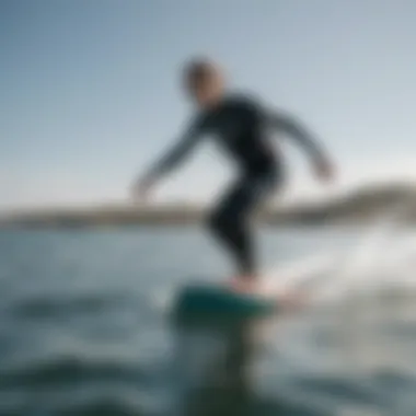 A Fone foil board in action on the water, demonstrating its performance.