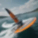 Dynamic illustration of hydrofoil board wing in action on water