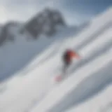 A splitboarder navigating a snow-covered mountain slope.