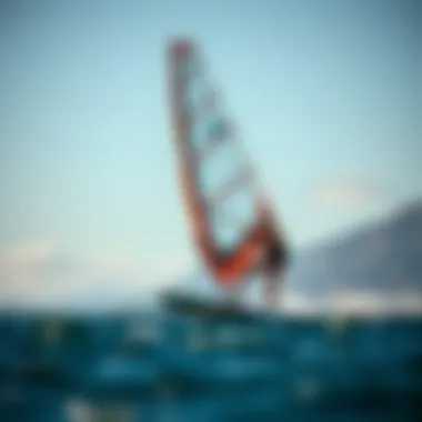 A skilled practitioner demonstrating advanced wind SUP techniques against a stunning backdrop.