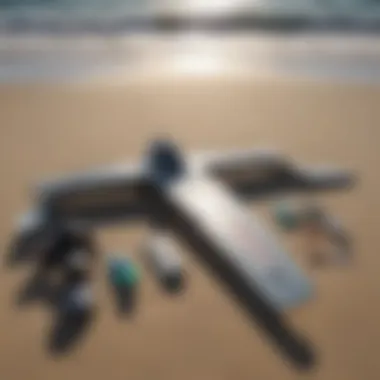 Essential Gear for New Wing Foilers Essential wing foiling gear laid out on a beach.