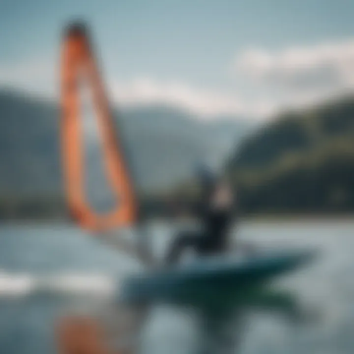 A rider demonstrating proper wing foiling techniques during a lesson.