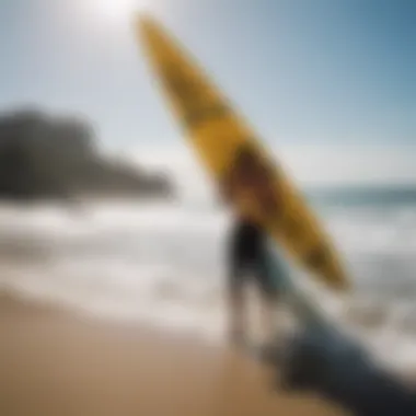 Highlighted vendors showcasing wing surfing equipment at a trade show.