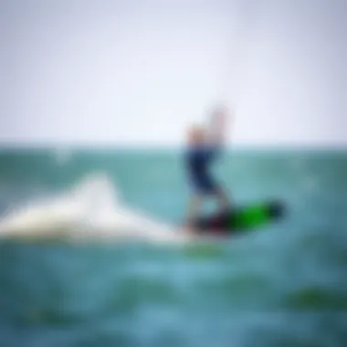 A kiteboarder riding on the water with a Fanatic foil board, demonstrating performance and maneuverability.