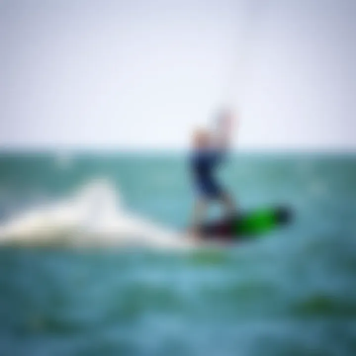 A kiteboarder riding on the water with a Fanatic foil board, demonstrating performance and maneuverability.